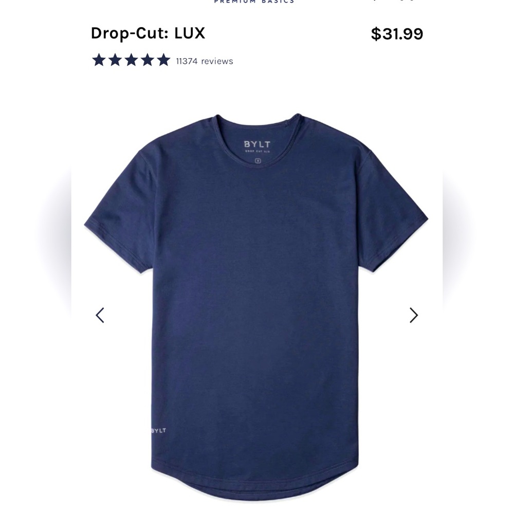NWT BYLT Premium Basics Drop Cut Lux Mens XL Blue